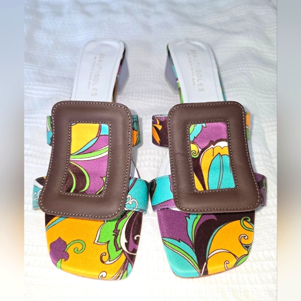 Vero Cuoio Artistic Purple and Orange Mules